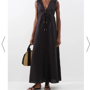 STAUD linen maxi Kendra dress black